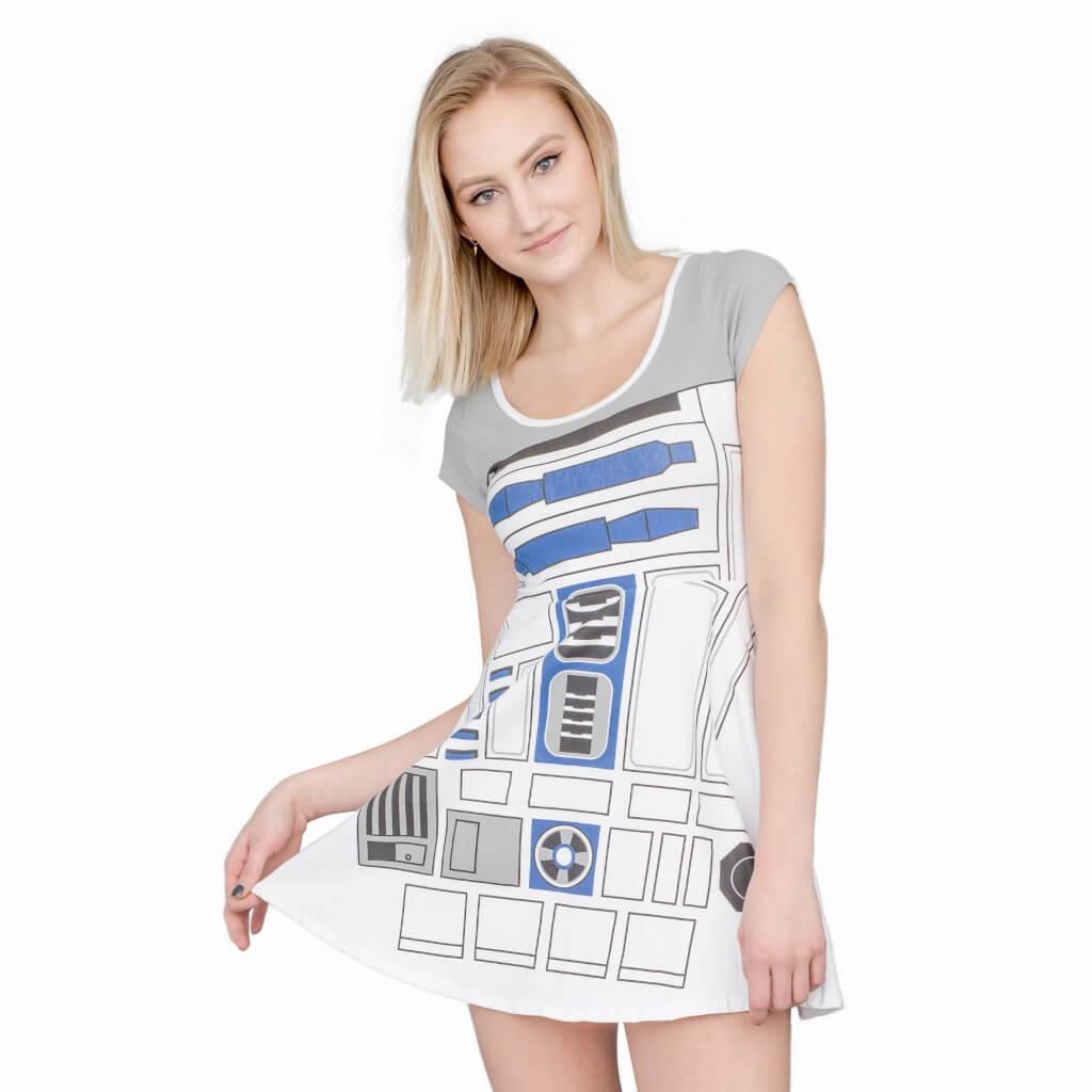 I Am R2-D2 Robot Costume Skater Dress-tvso