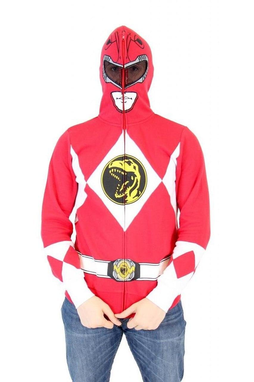 Power Rangers I Am Red Ranger Adult Full Zip Costume Hoodie Sweatshirt ...