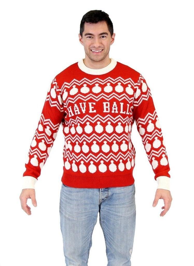 I Have Balls Ornament Pattern Adult Red Sweater-tvso