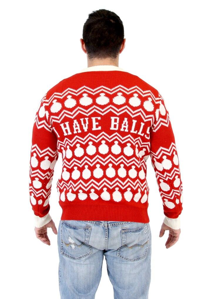 I Have Balls Ornament Pattern Adult Red Sweater-tvso