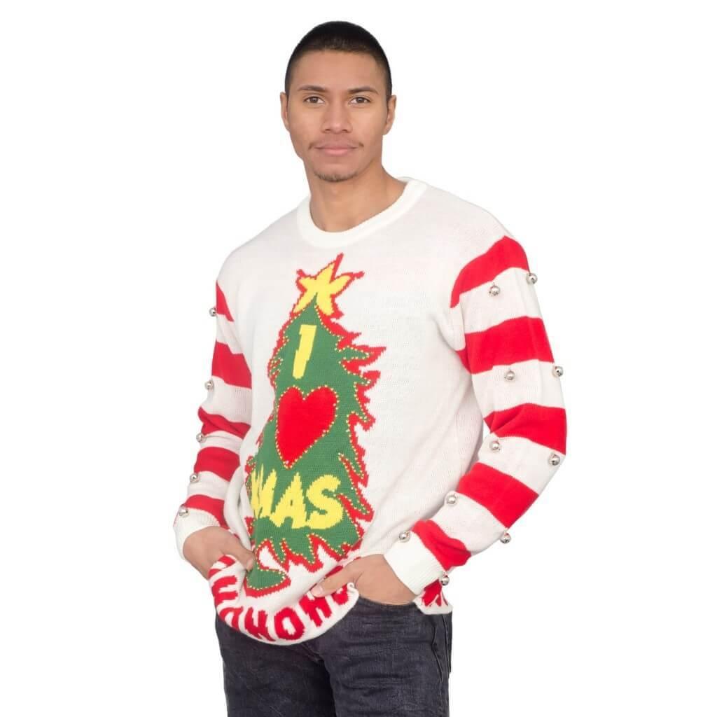 I Love Xmas HOHOHO Light Up and Bells Christmas Sweater