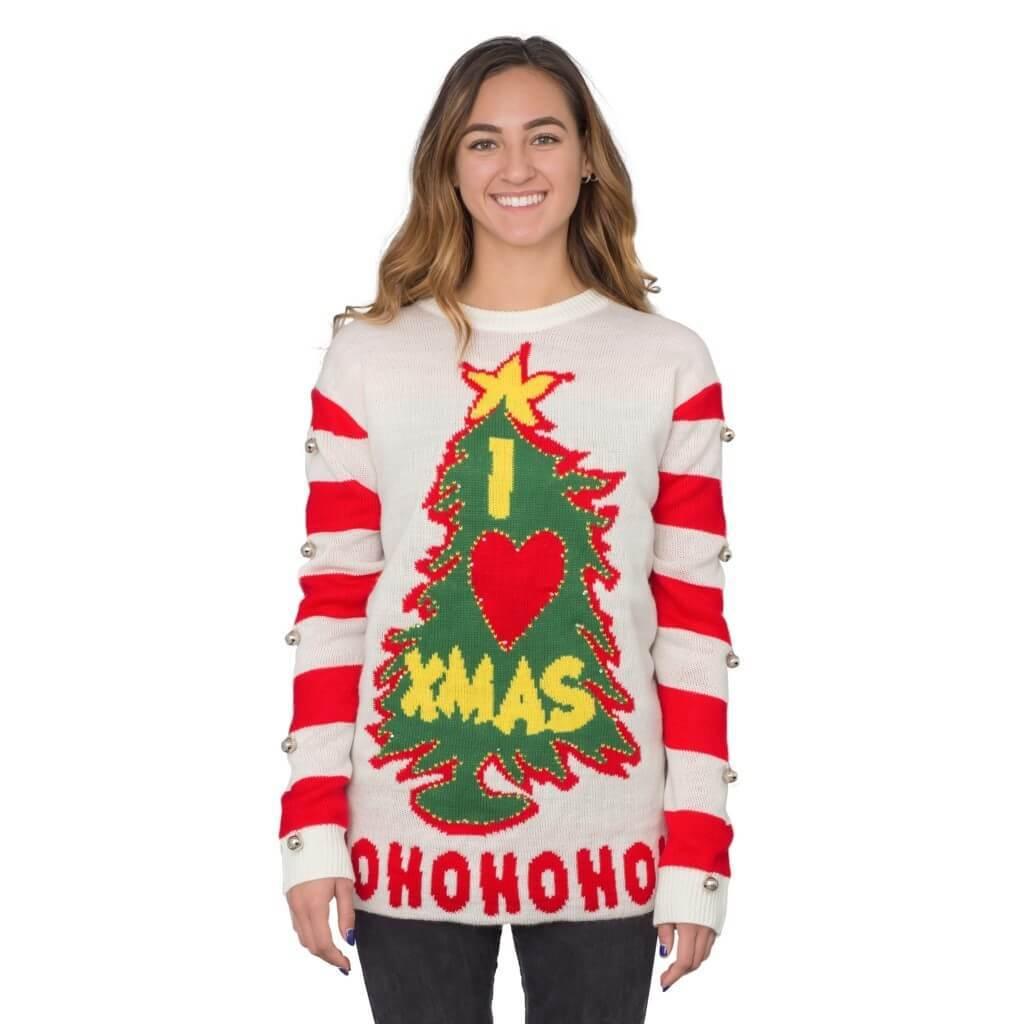 I Love Xmas Light Up and Bells Christmas Sweater XS
