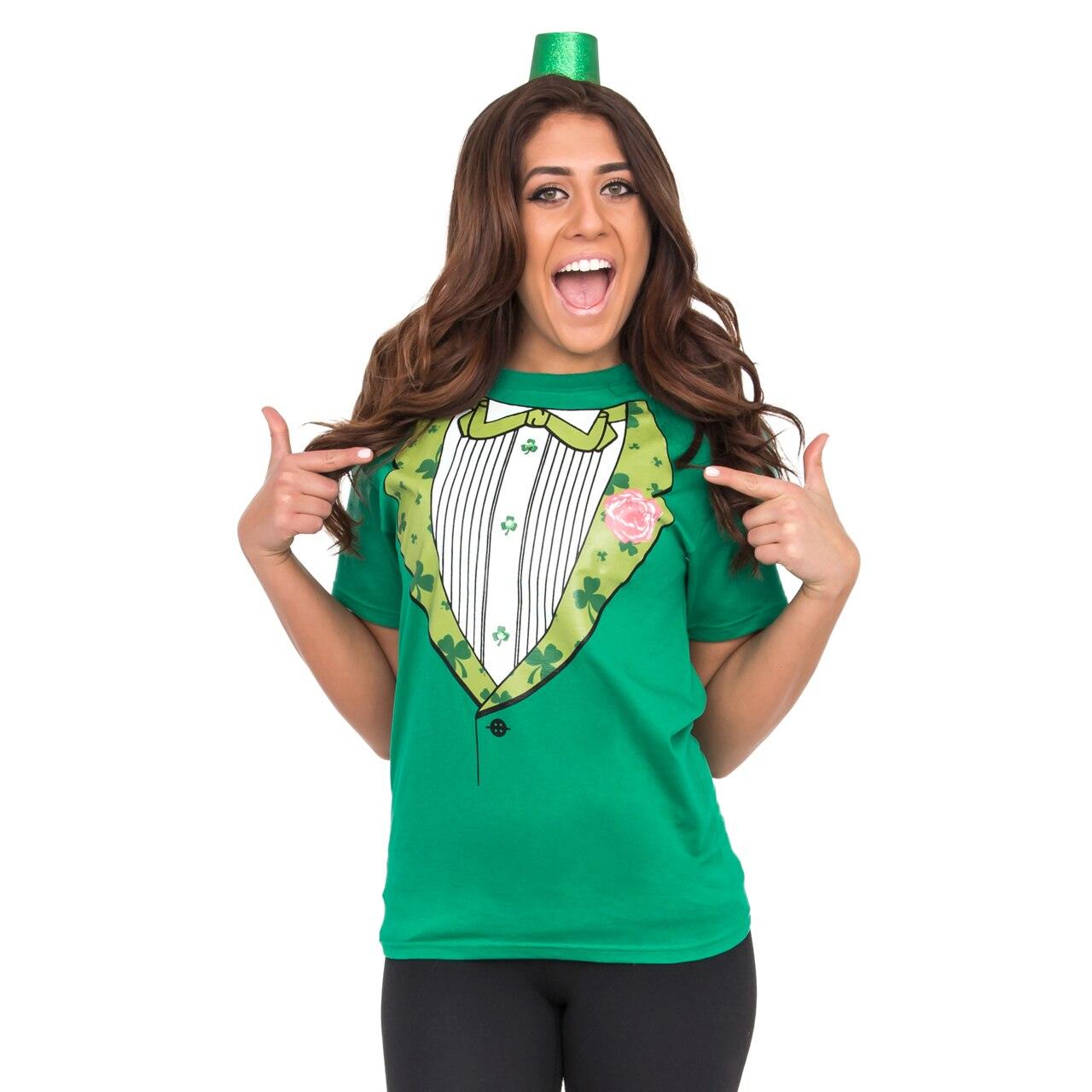 Irish Tuxedo St. Patrick's Day Rhinestones T-shirt-tvso