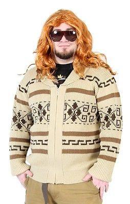 Jeffrey The Dude Zip Up Costume Cardigan Sweater-tvso