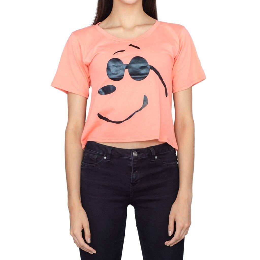 Joe Cool Snoopy Cropped Peach T-shirt-tvso