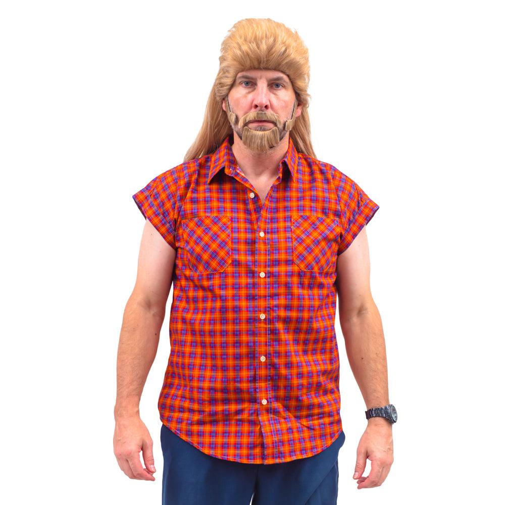 Joe the Janitor Dirt Flannel Tank Top Wig and Beard Halloween Costume Cosplay
