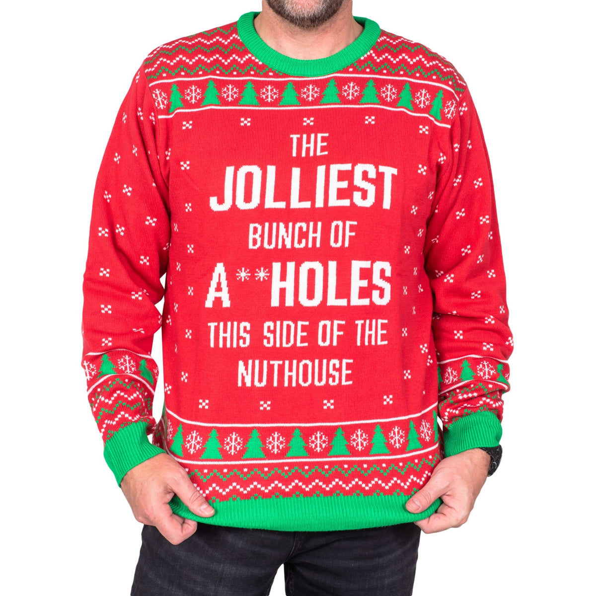 Jolliest Bunch Nuthouse Ugly Christmas Sweater - TVStoreOnline