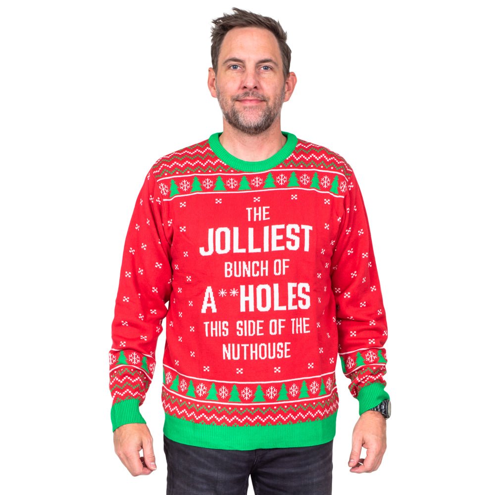 Jolliest Bunch Nuthouse Ugly Christmas Sweater - TVStoreOnline