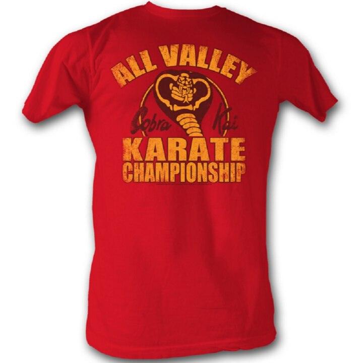 Karate Kid All Valley Karate Championship Cobra Kai Adult Red T-Shirt-tvso