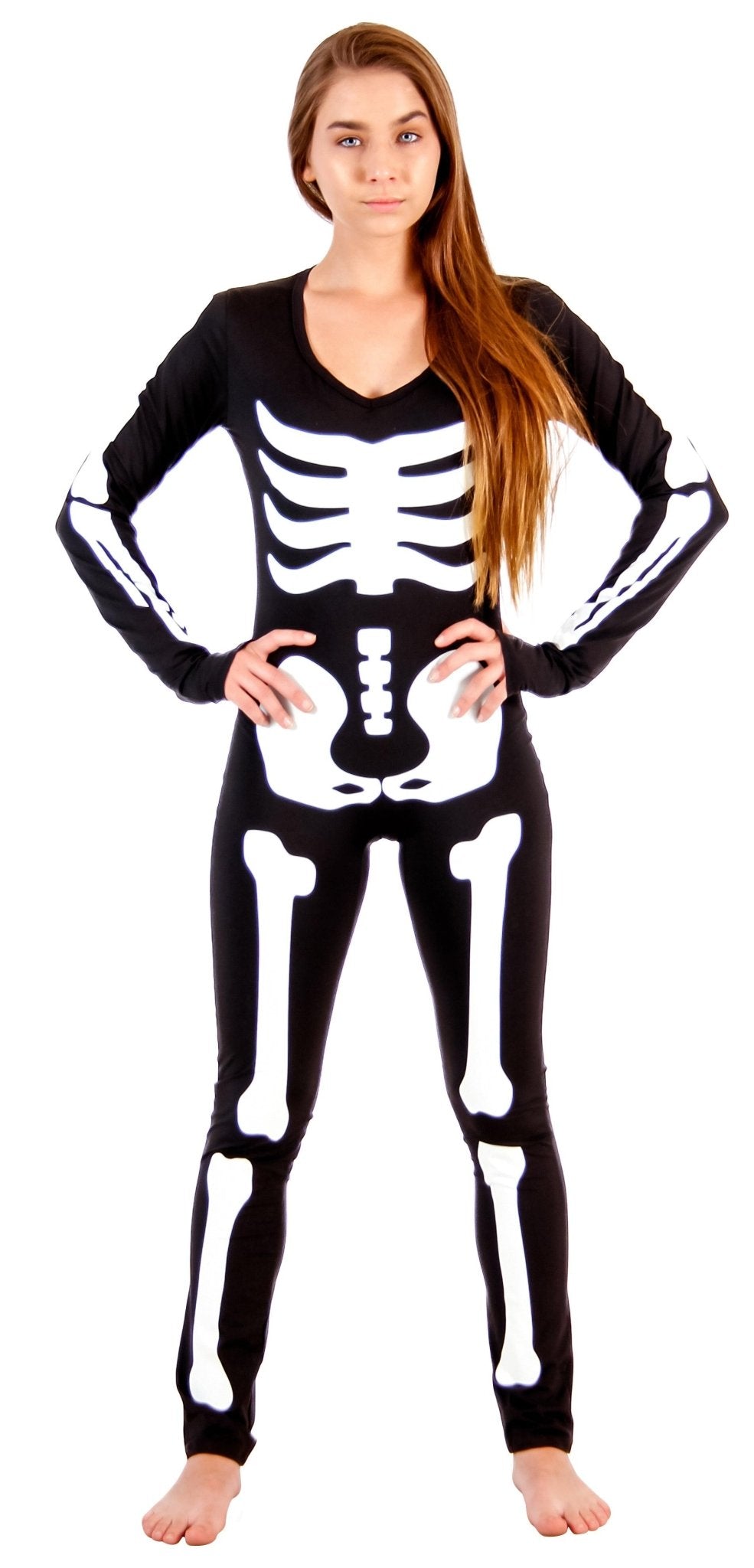 Lady Skeleton Body Suit Spandex Halloween Cosplay Costume - TVStoreOnline