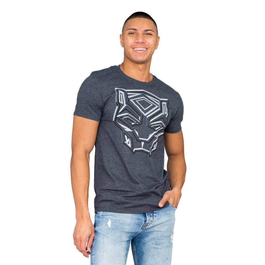 Marvel Comics Black Panther Metallic Ink Charcoal T-shirt - TVStoreOnline