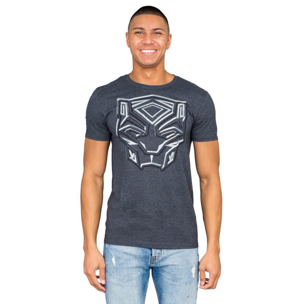Marvel Comics Black Panther Metallic Ink Charcoal T-shirt - TVStoreOnline