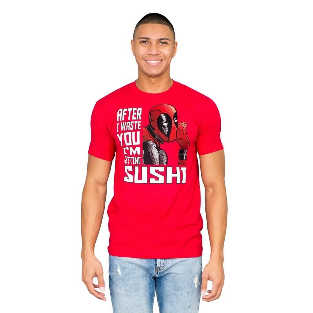 Marvel Comics Deadpool Sushi Red T-shirt-tvso