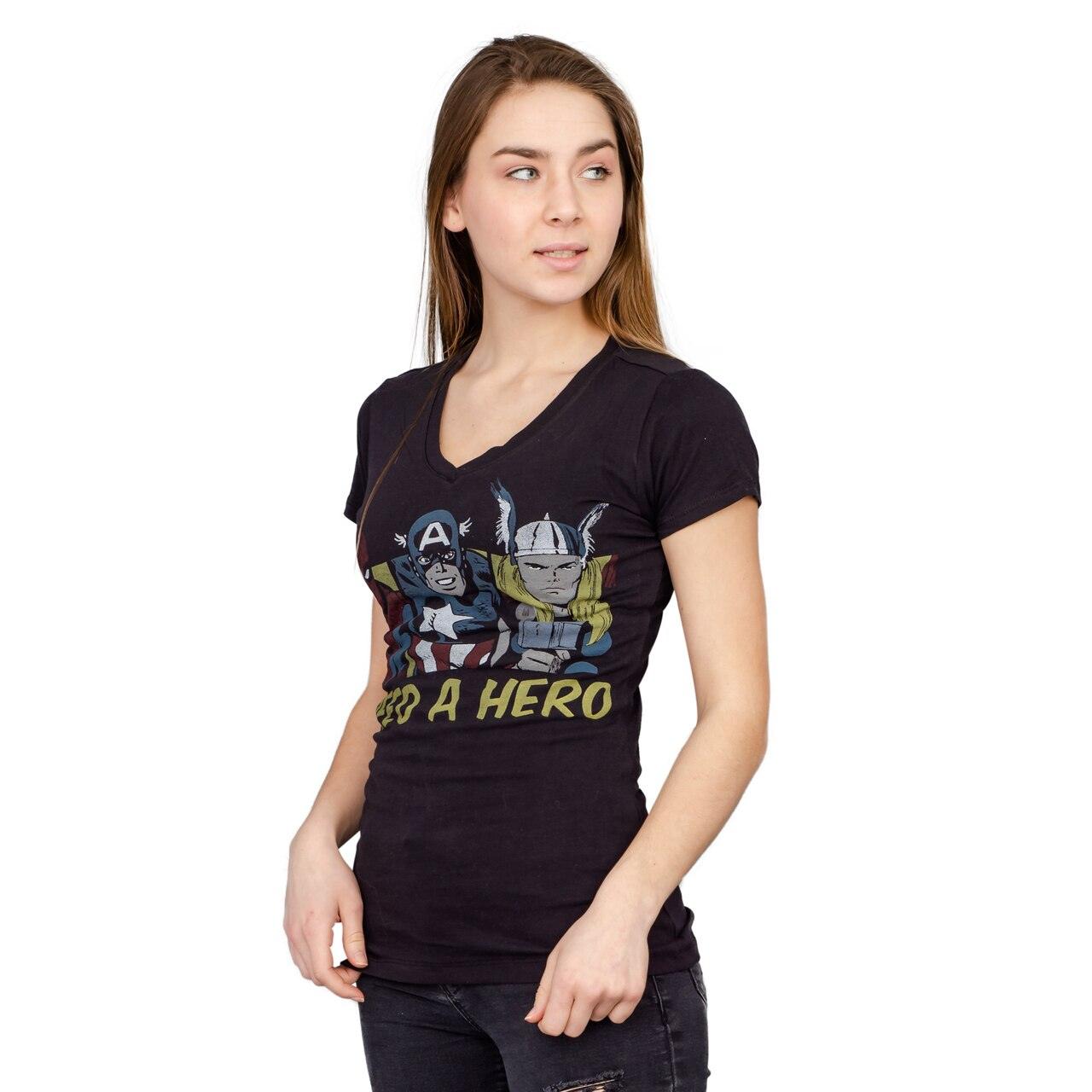 Marvel Comics I Need A Hero Black V-neck T-shirt-tvso