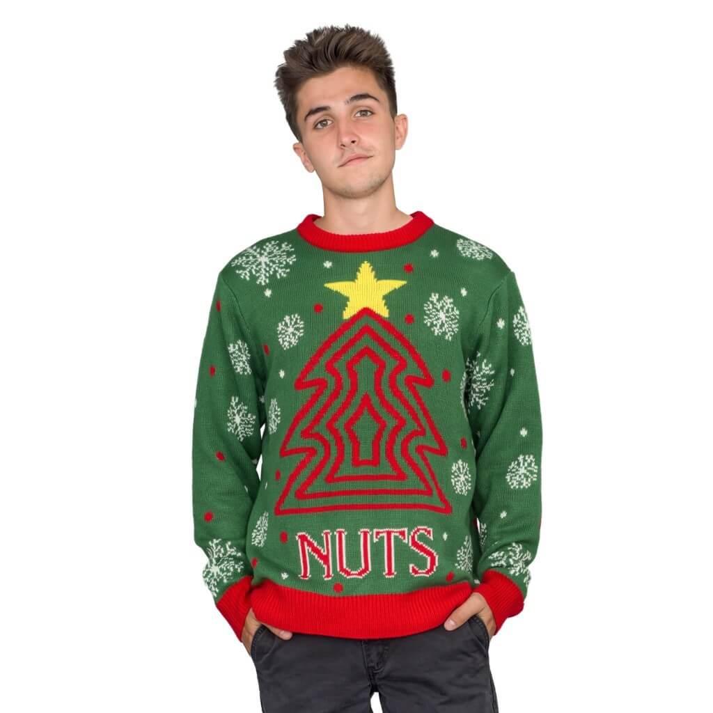 Men's Nuts Snowflakes Christmas Tree Ugly Christmas Sweater - TVStoreOnline
