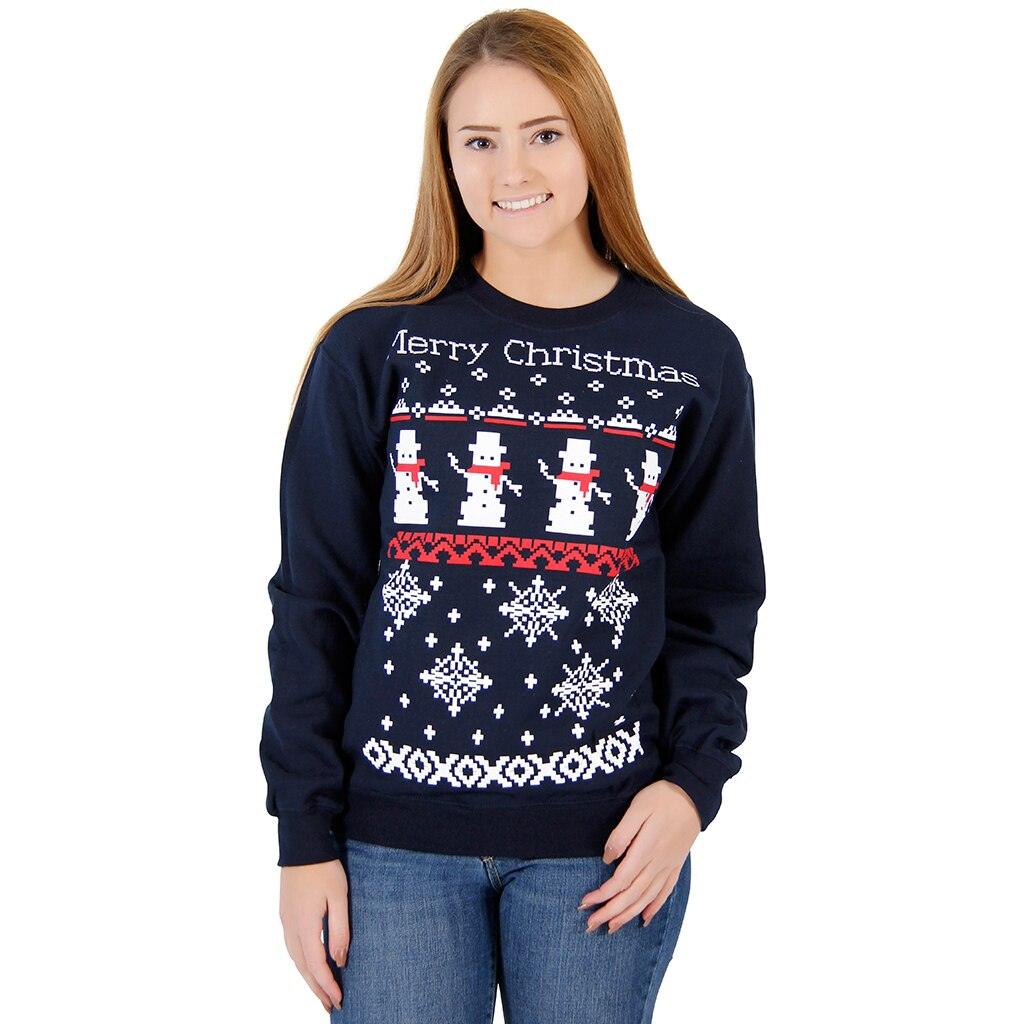 Merry Christmas Snowmen & Snowflakes 8-Bit Sweatshirt-tvso