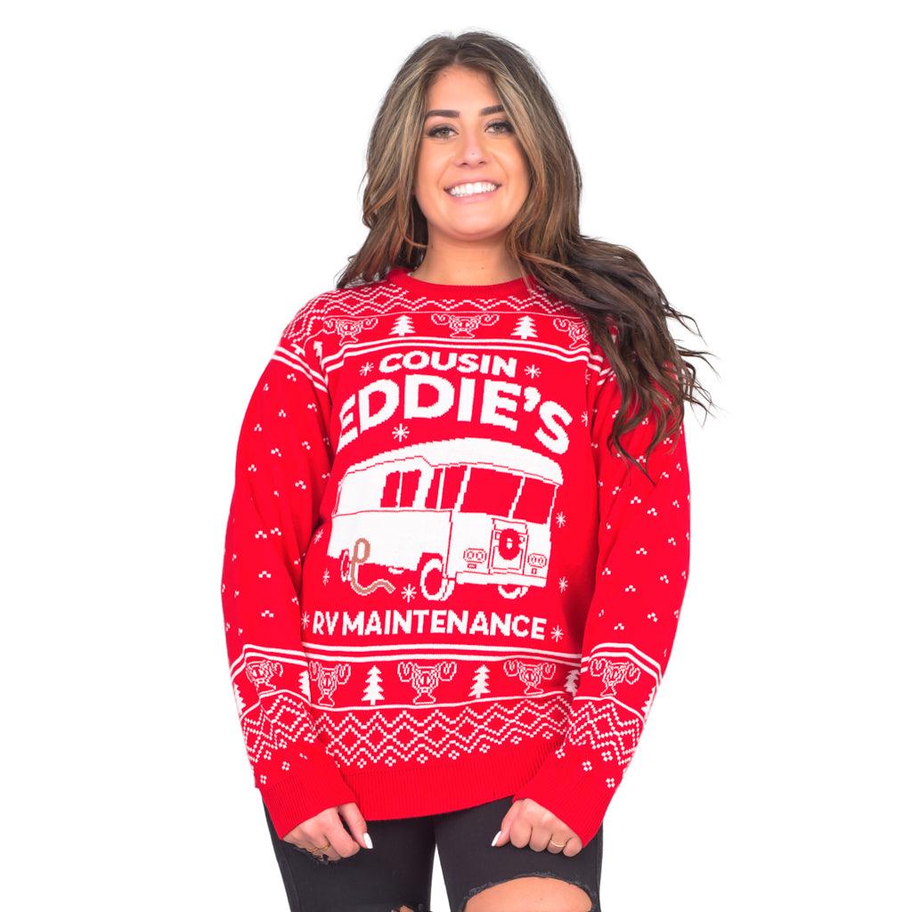 National Lampoon Christmas Vacation Red Eddies Ugly Christmas Sweater - TVStoreOnline