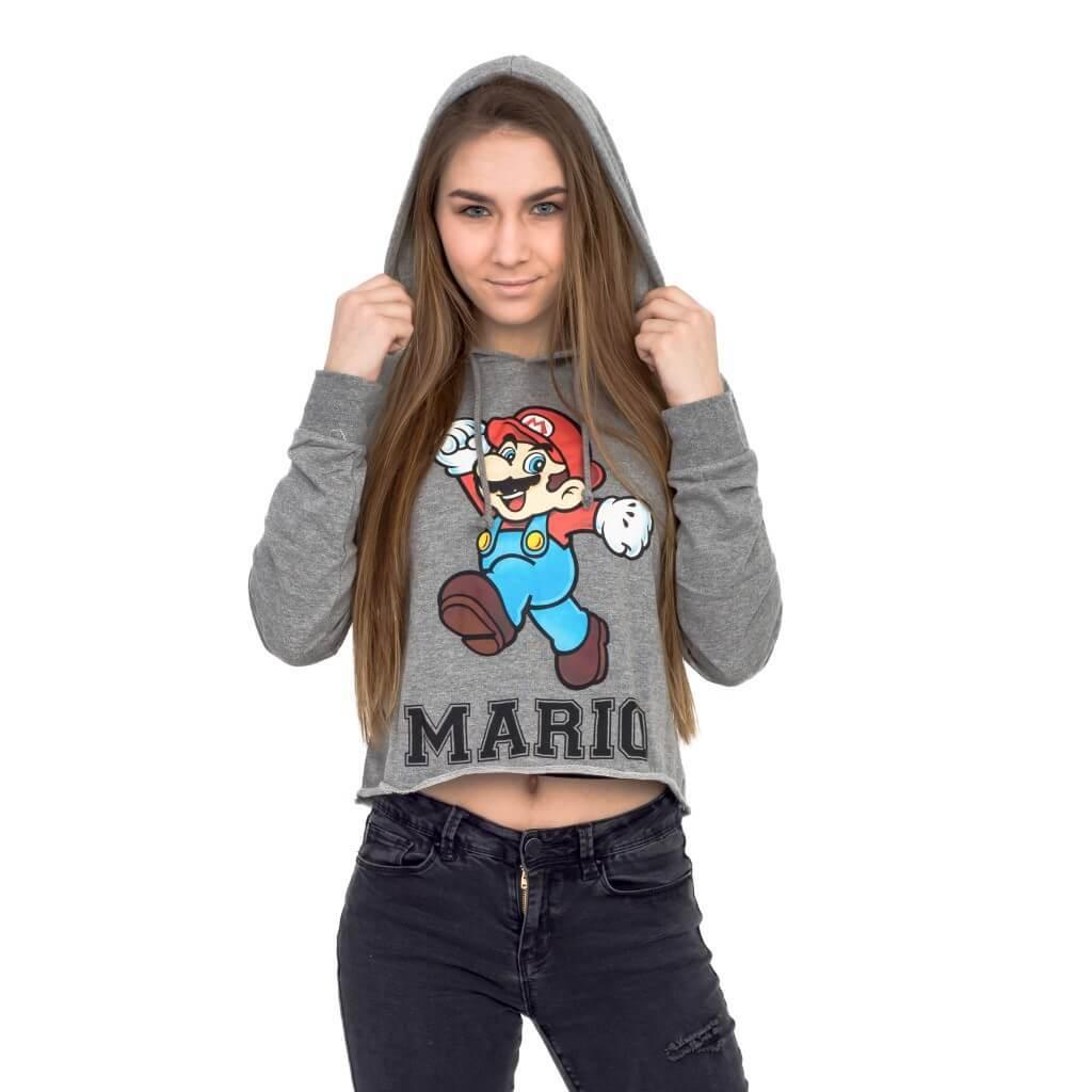 Nintendo Mario #1 Ladies Raw Edge Cropped Sweatshirt Hoodie-tvso