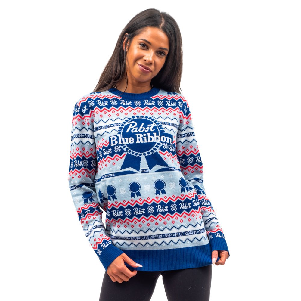 Pabst Fair Isle Beer Holiday Ugly Christmas Sweater - TVStoreOnline