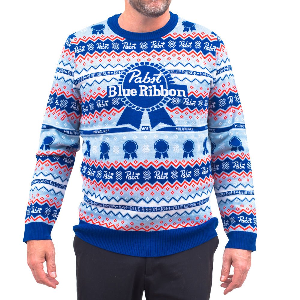 Pabst Fair Isle Beer Holiday Ugly Christmas Sweater - TVStoreOnline