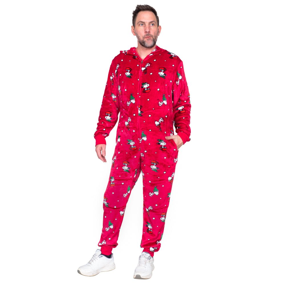 Peanuts Snoopy All Over Pajama Zip Up Union Suit Sleepwear - TVStoreOnline