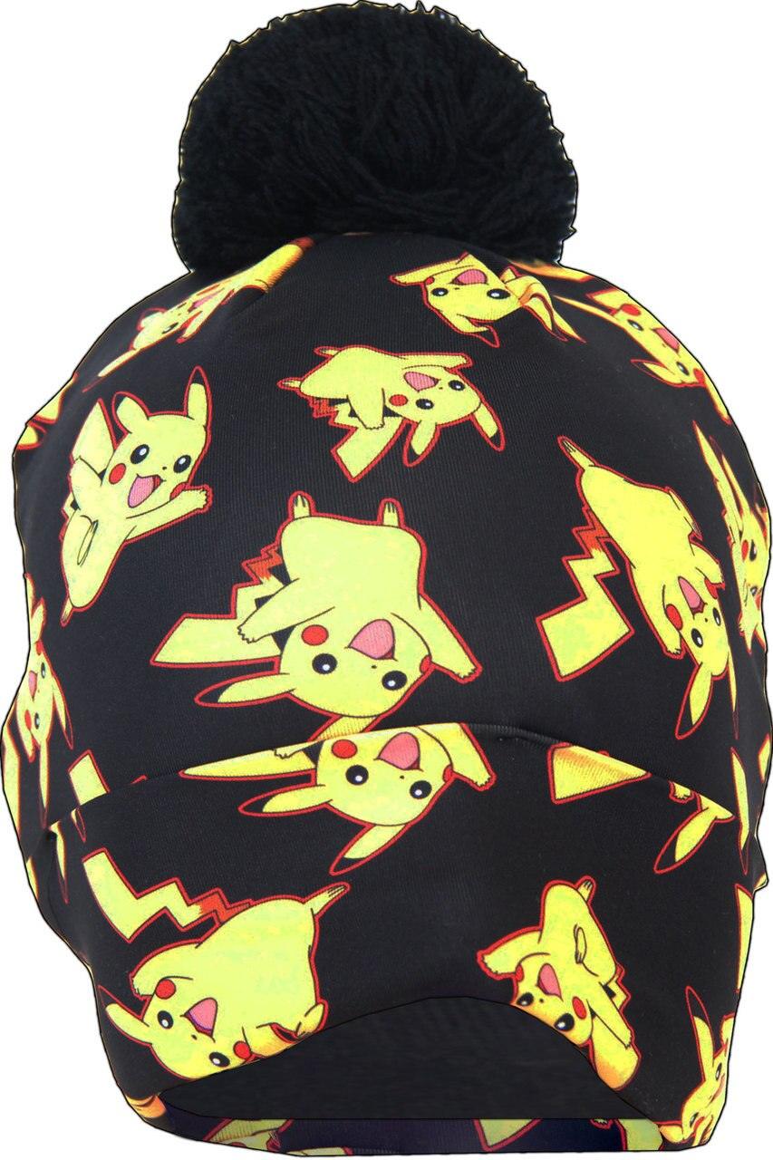 Pikachu Pattern Black Pom Beanie-tvso
