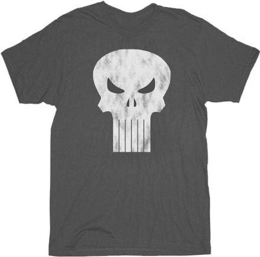 Punisher Charcoal Gray Distressed Logo T-shirt-tvso