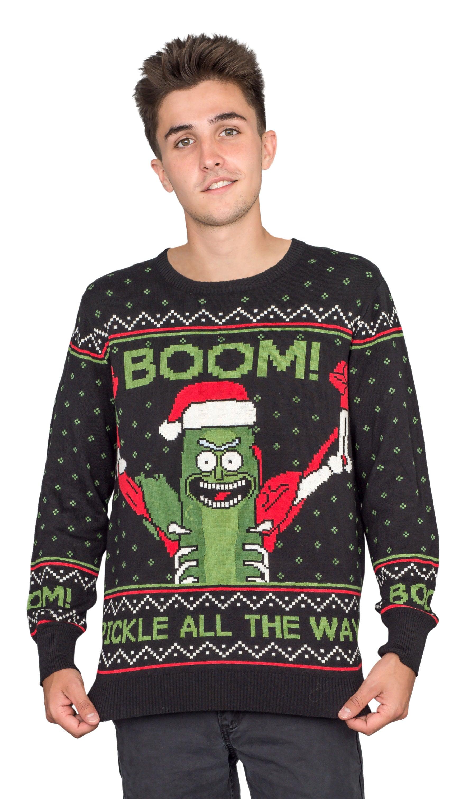 Rick and Morty Boom! PickleRick Adult Ugly Christmas Sweater - TVStoreOnline