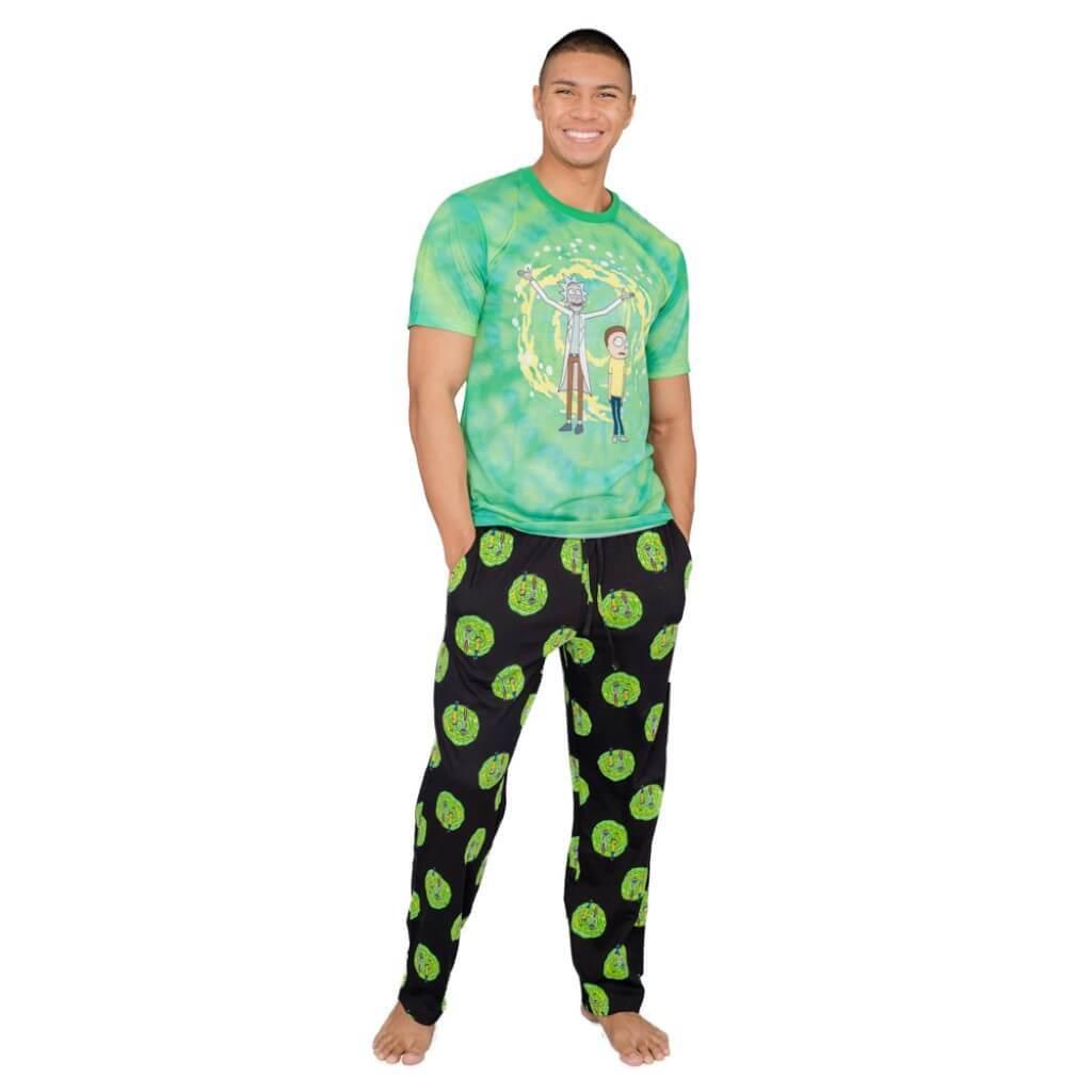 Rick and Morty Portal T-Shirt and Lounge Pants Pajama Set - TVStoreOnline