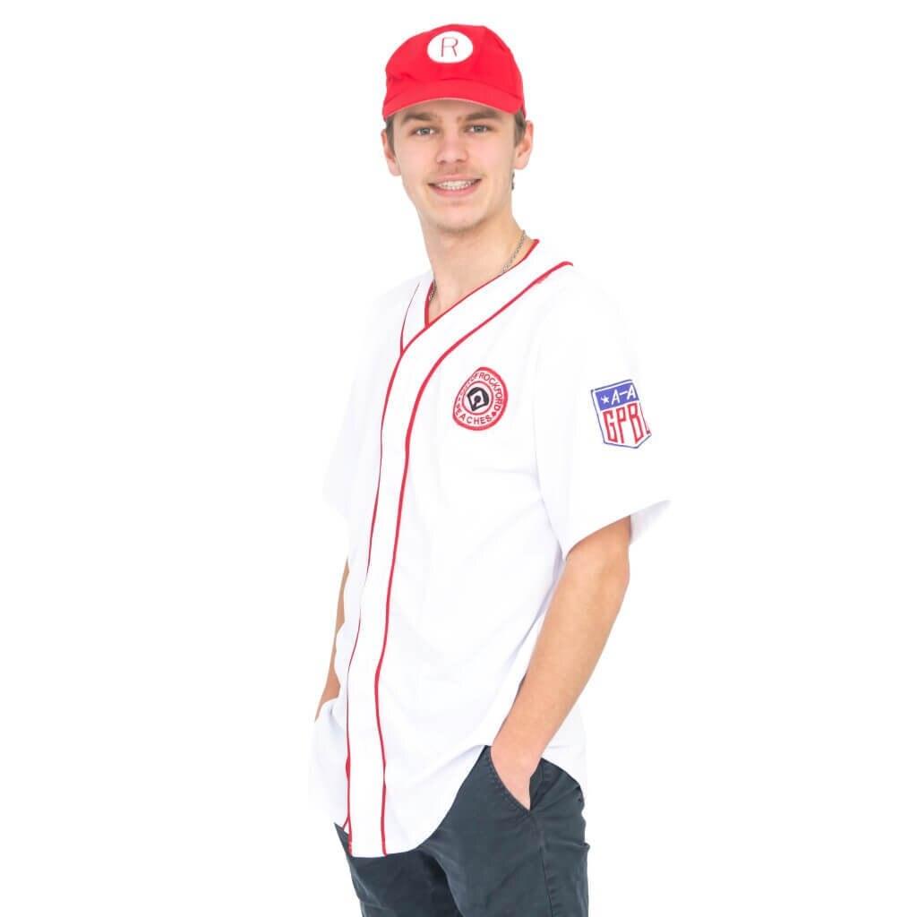 Rockford Peaches AAGPBL Baseball Mens Costume Jersey & Hat-tvso