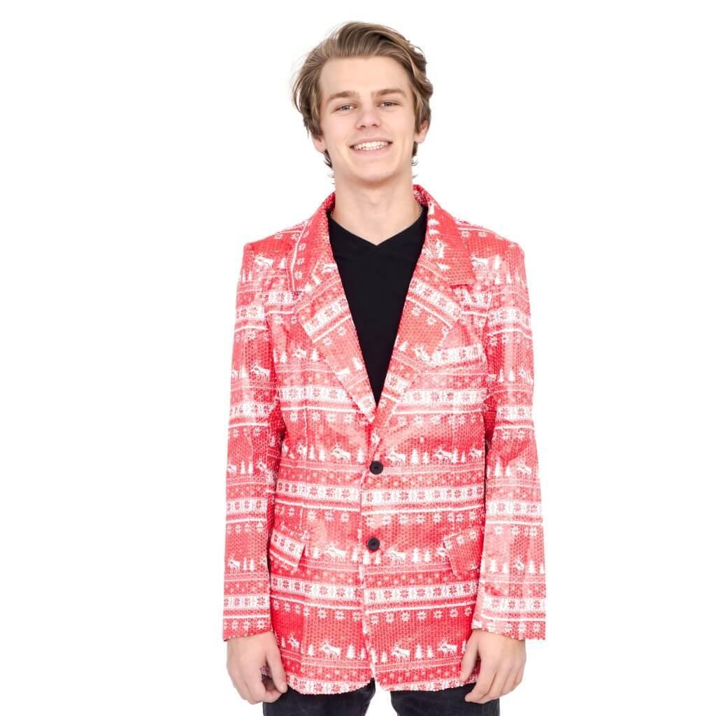 Sequin Humping Reindeer Ugly Christmas Suit Jacket-tvso