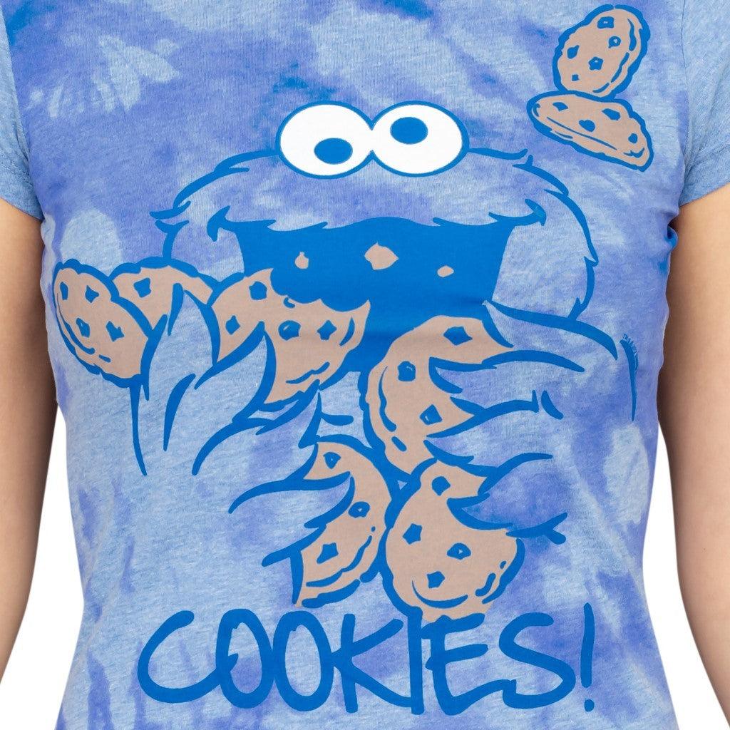 Sesame Street Cookie Monster Nom Nom Cookies Tie-Dye T-Shirt-tvso