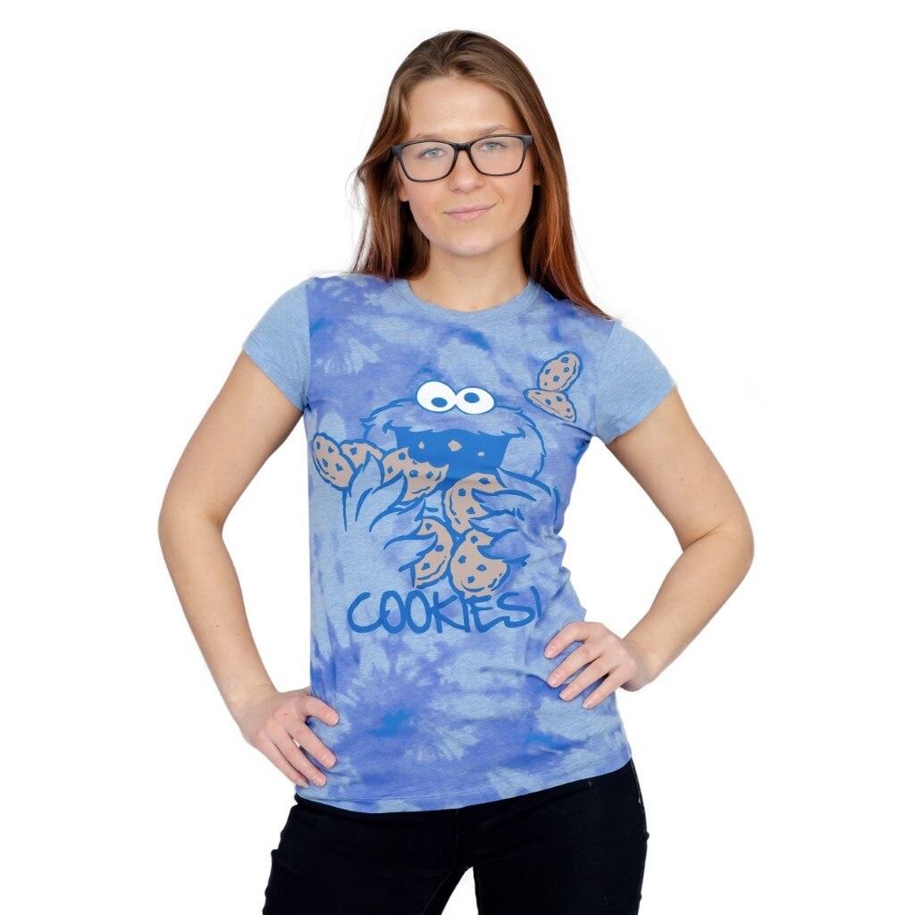 Sesame Street Cookie Monster Nom Nom Cookies Tie-Dye T-Shirt-tvso