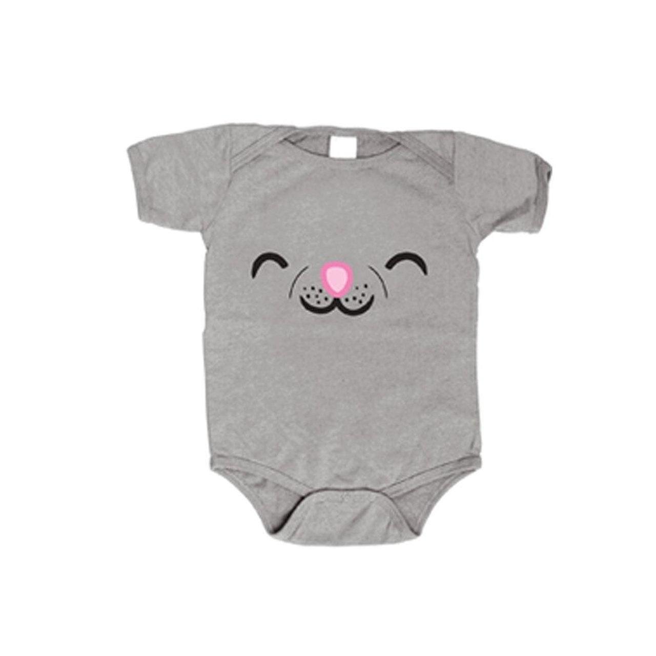 Soft Kitty Face Costume Ash Grey Infant Baby Onesie Romper-tvso