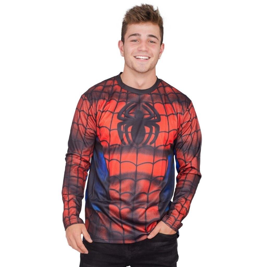 Spider-Man Sublimated Adult LONG SLEEVE Costume T-Shirt-tvso