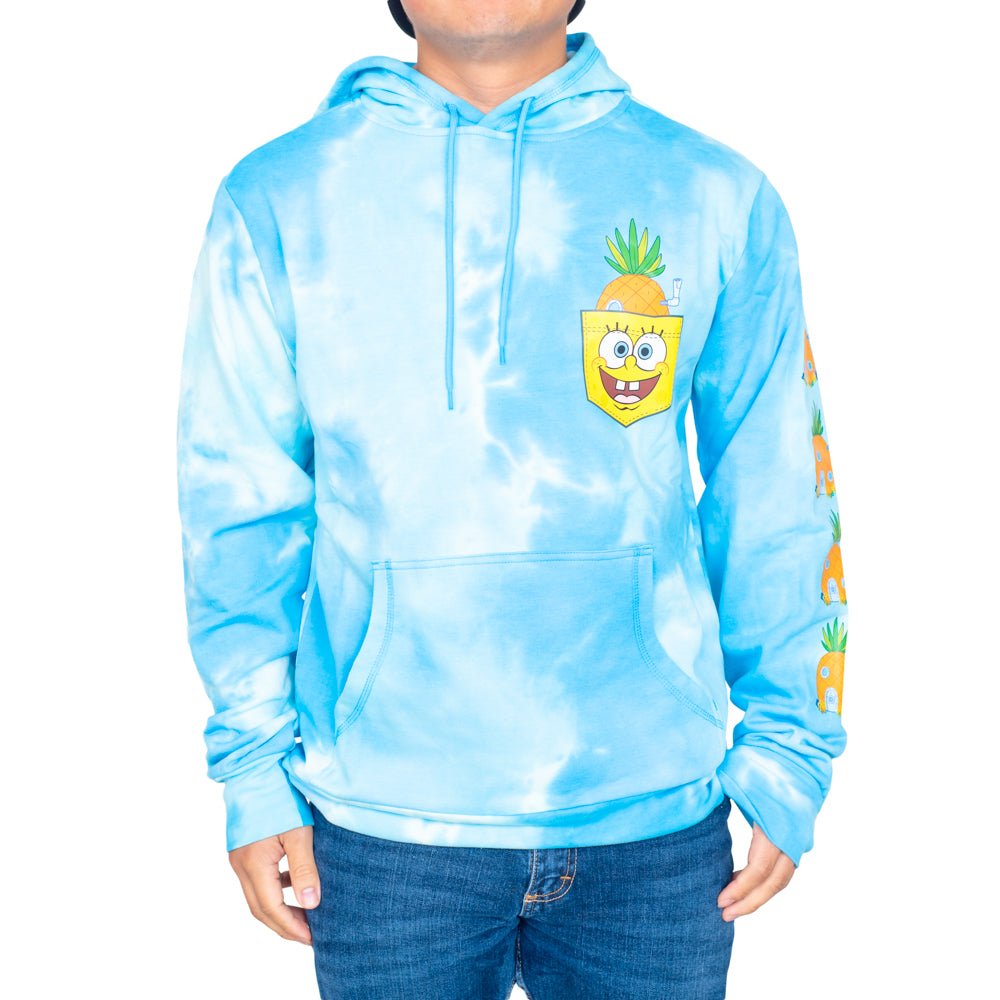 SpongeBob Pineapple House Blue Tie Dye Sweatshirt Pull Over Hoodie - TVStoreOnline