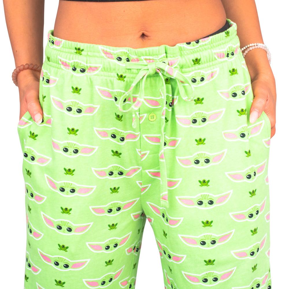 Star Wars Baby Yoda and Frogs Pajamas Green Lounge Pants - TVStoreOnline