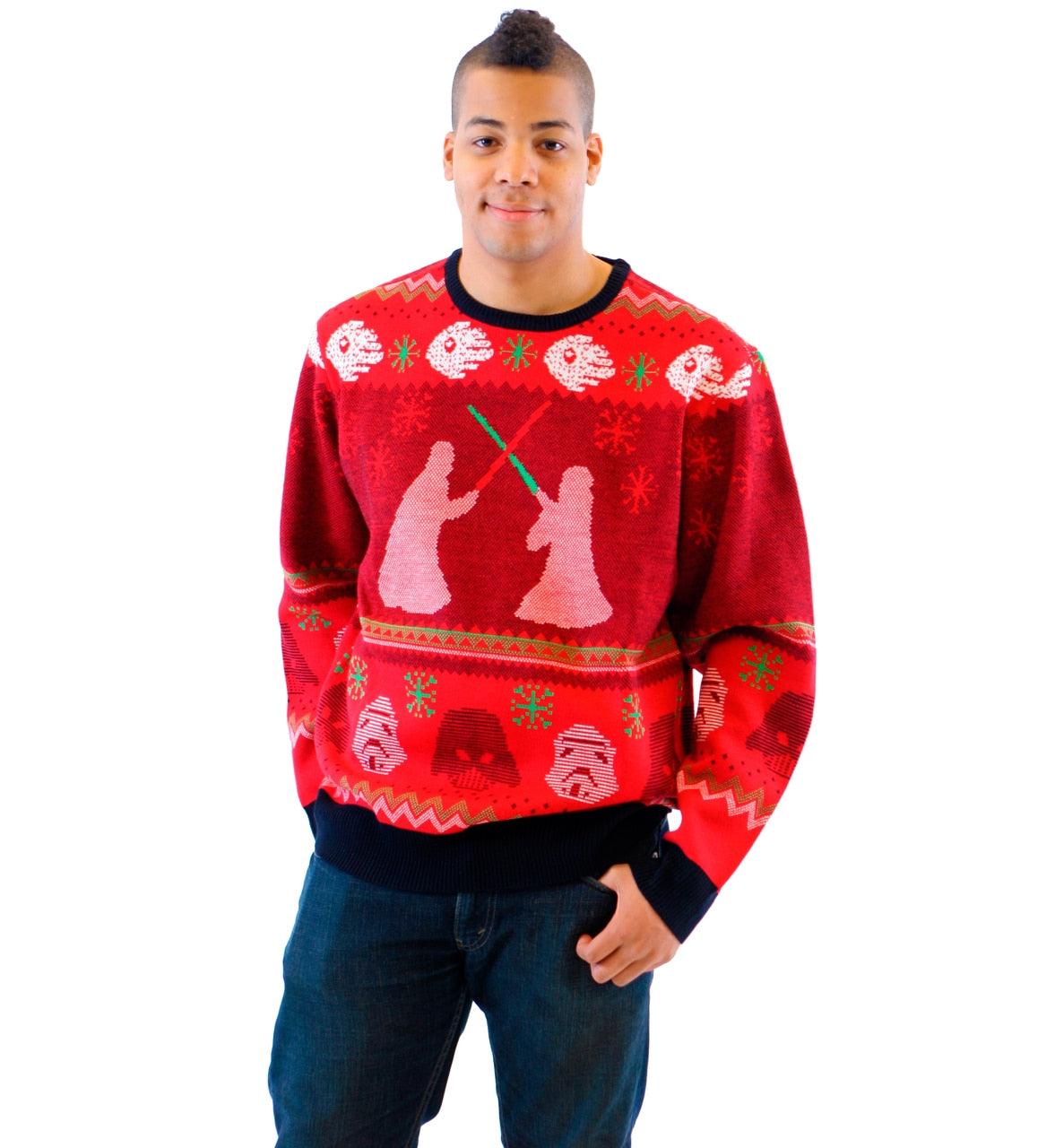 Star Wars Death Star Saber Showdown Ugly Christmas Xmas Sweater-tvso