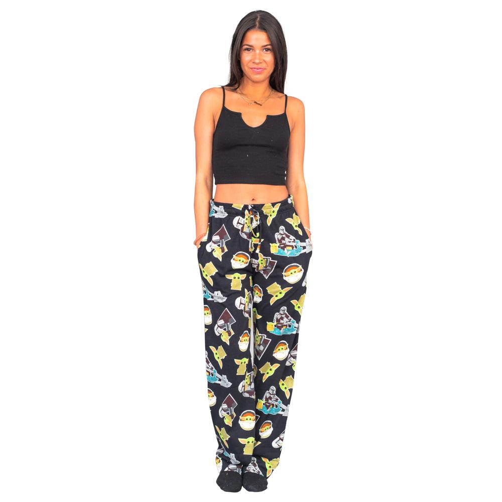 Star Wars The Mandalorian Baby Yoda Pajamas Black Lounge Pants - TVStoreOnline