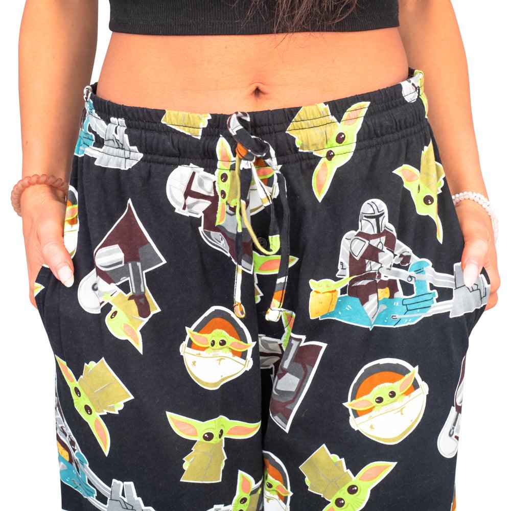 Star Wars The Mandalorian Baby Yoda Pajamas Black Lounge Pants - TVStoreOnline