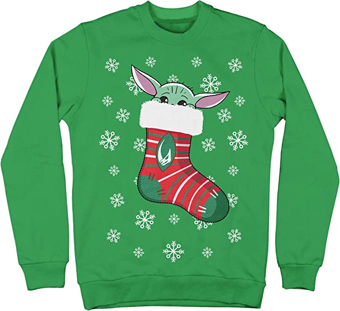 Star Wars The Mandalorian Baby Yoda Stocking Ugly Christmas Sweater - TVStoreOnline