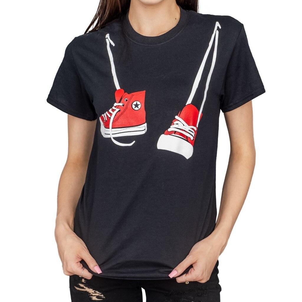 T-shirt with converse shoes hanging around neck Clearance
