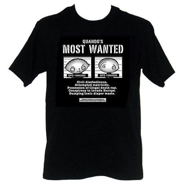 Family Guy Stewie Most Wanted Black T-shirt Family Guy TV