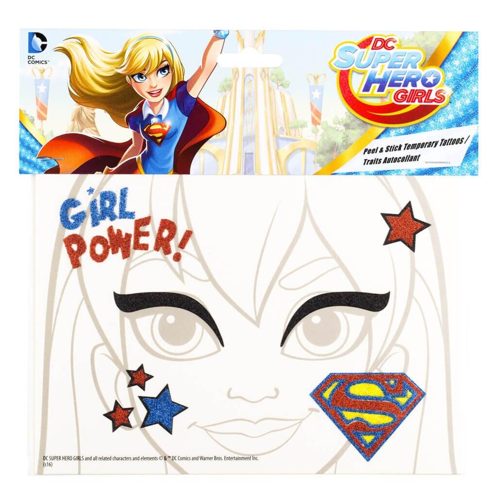 Super Girl Power Peel and Stick Face Tattoos-tvso
