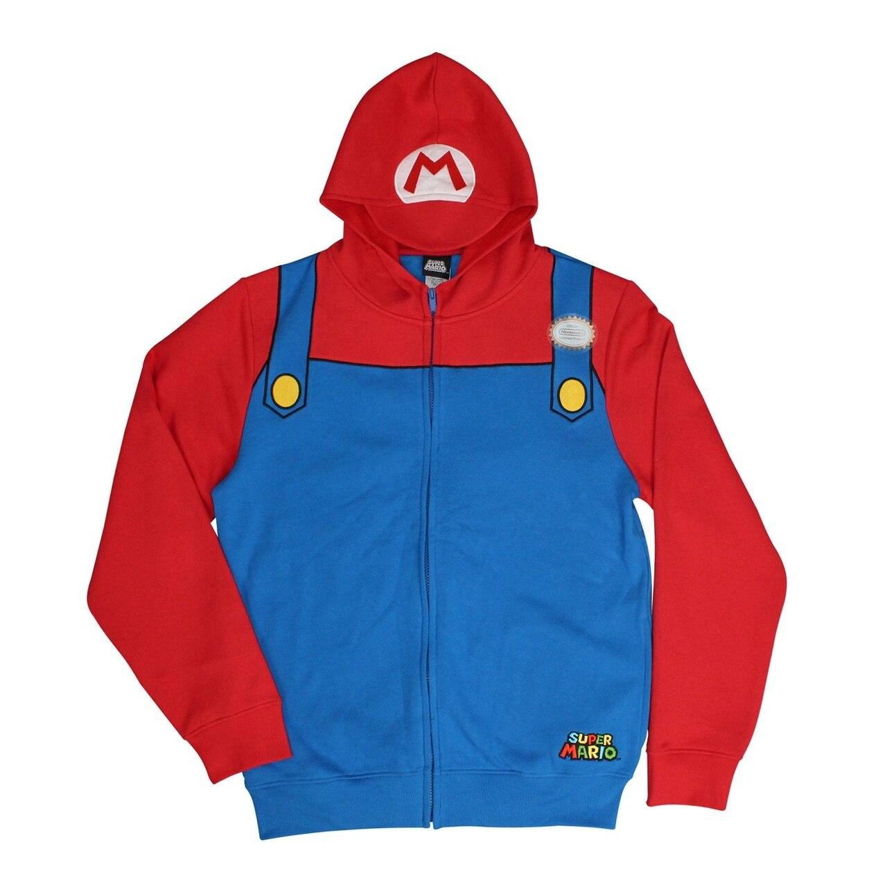 Super Mario Bros Mario Costume Zip Up Hoodie Sweatshirt-tvso