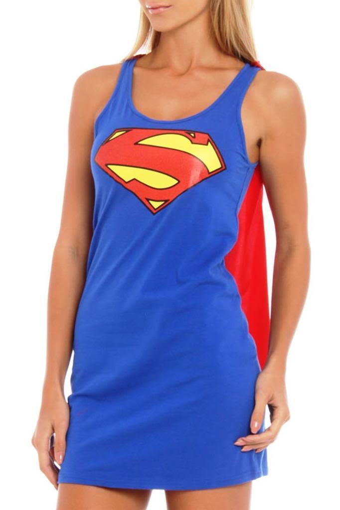 Superman Foil Logo Costume Sleep Tank with Cape-tvso