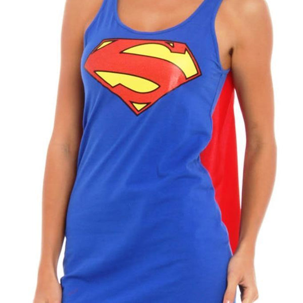 motor Omkleden Goedkeuring DC Comics Superman Foil Logo Juniors Costume Sleep Tank with Cape - Superman  - | TV Store Online