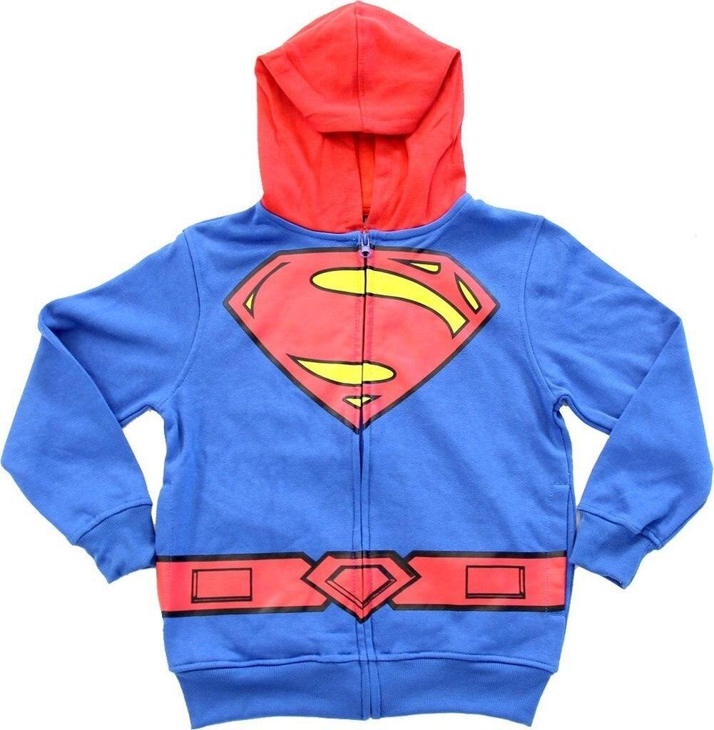 Superman Logo Boys Zip Up Costume Hoodie Sweatshirt-tvso