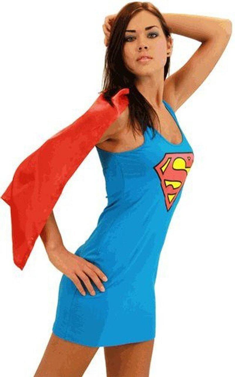 Superman Supergirl Tank Dress with Detachable Cape-tvso