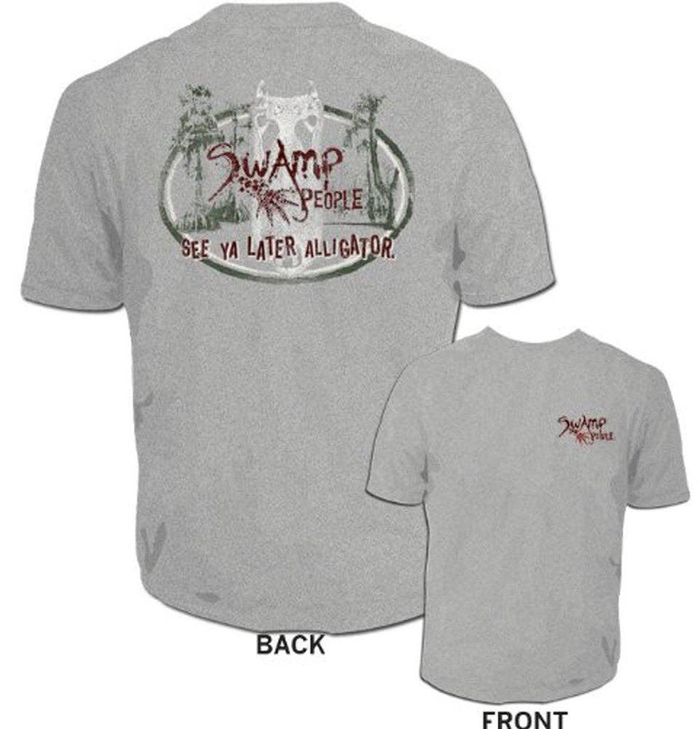 Swamp People See Ya Later Alligator Heather Gray Mens T-shirt-tvso